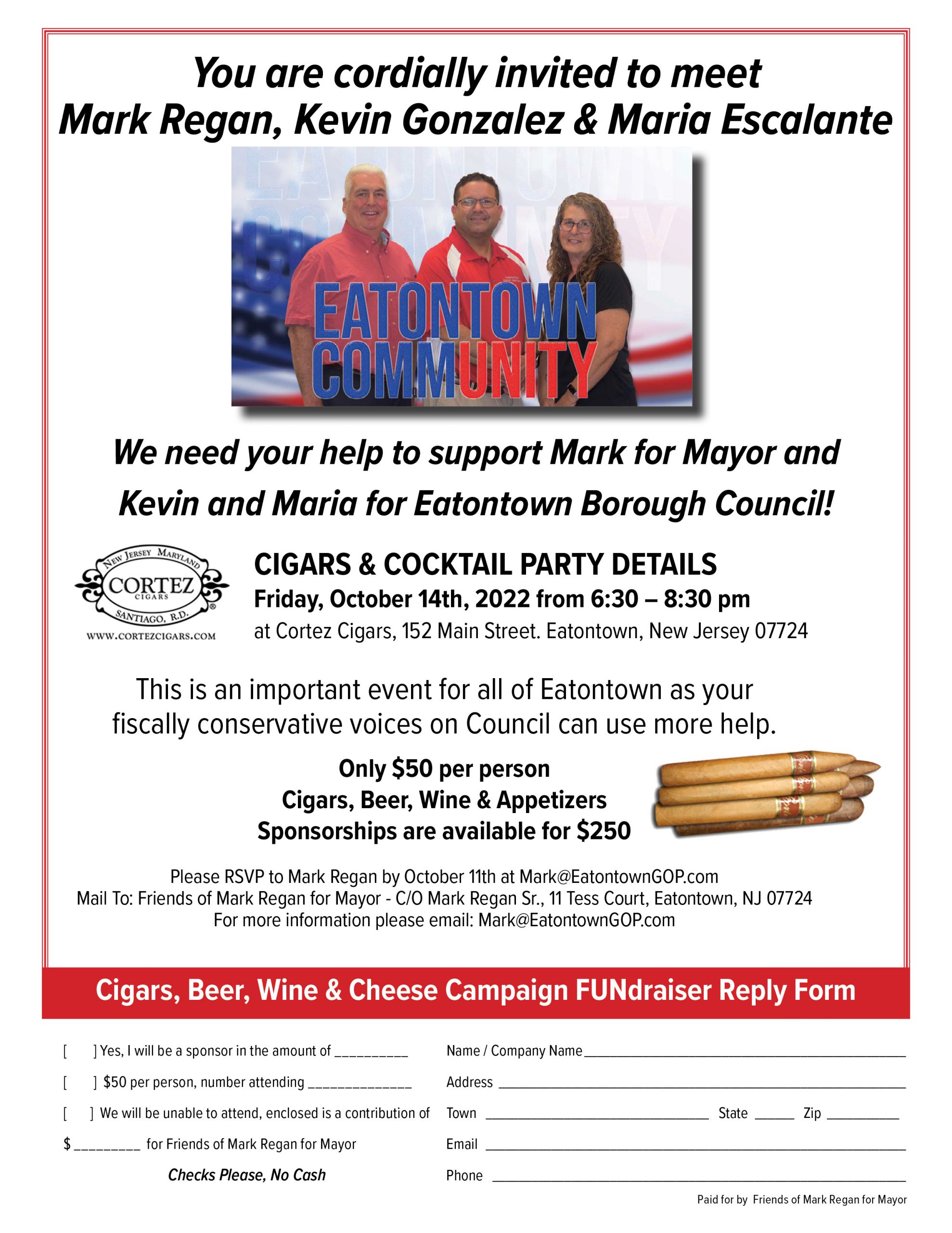 Regan for Mayor Cigar Fundraiser